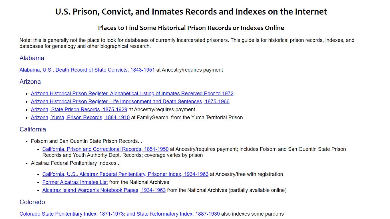 Online Historical Prison Records and Indexes - GeneSearch