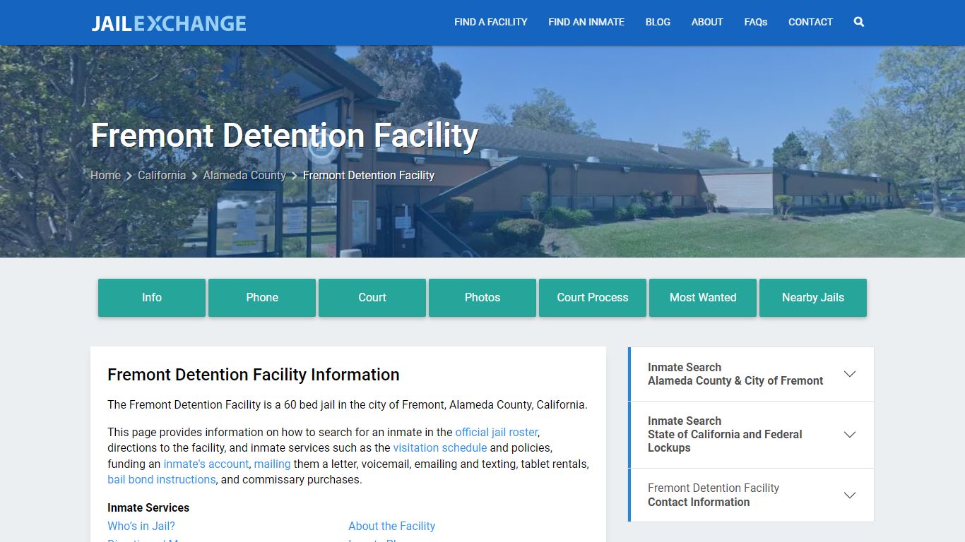 Fremont Detention Facility, CA Inmate Search, Information - Jail Exchange